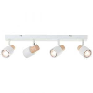 Lightbox Barre de spots avec têtes pivotantes & base en frêne blanc américain | 60 x 58 x 145 cm | Plafonnier comme lampe de couloir | GU10 | en métal/bois | en blanc/marron clair (Lightbox-Shop, neuf)