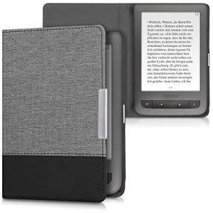 kwmobile Étui liseuse Compatible avec Pocketbook Touch Lux 3/Basic Lux/Basic Touch 2 - Housse avec Rabat magnétique en Tissu Canevas pour liseuse (SX-Commerce, neuf)