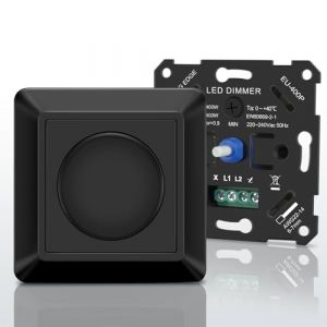 Aroidful Dimmer LED 220V-240V,Interrupteur Variateur LED Pour 5W-400W Ampoules LED graduables,Protection sûre, pas de bruit (Noir) (fsbmin, neuf)