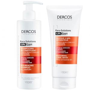 Vichy Dercos Kera-Solutions Duo - Shampooing Resurfaçage 250ml + Masque Revitalisant 200ml - Réparation Cheveux Abîmés - Soin Pro-Kératine & Allantoïne (Landys Chemist, neuf)