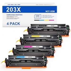 203X Toner Compatible pour HP 203X 203A CF540X CF540A Toner pour M281fdw Toner pour HP Color Laserjet Pro MFP M280nw M254dw M254nw M281fdn M281cdw M254dn (Noir Cyan Jaune Magenta, Pack de 4) (Skydo-EU, neuf)