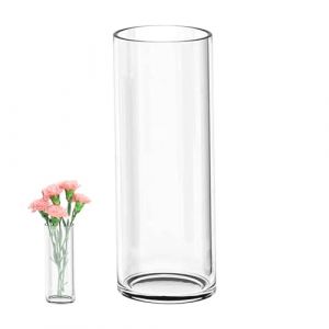 Oungy Grand vase cylindrique en verre - Hauteur : 35 cm - Diam&egrave;tre : 12 cm - Pour bougies piliers et flottantes - D&eacute;coration de mariage et salon (OUYANGJIABING, neuf)