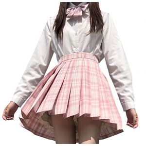 ORANDESIGNE Jupe Pliss&eacute;e Courte Taille Haute pour Femme et Fille JK Jupe Mini &agrave; Carreaux Ecole de Tennis Evas&eacute;e avec Doublure S Rose S (Wowmart Zoo X., neuf)