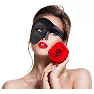 Balinco Opera Demi-masque, masque pour homme, masque pour femme, masque vénitien de carnaval, Half Face Mask, masque d'Halloween, masque facial de carnaval (Noir) (Balinco, neuf)