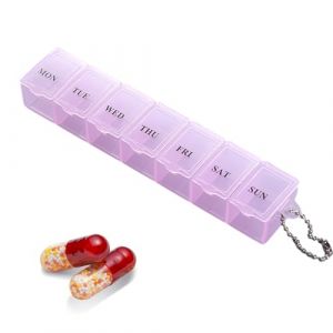 Shurzzesj Pilulier 7 jours &ndash; Pilulier quotidien transparent | &Eacute;l&eacute;gant organisateur de m&eacute;dicaments, organiseur de pilules anti-poussi&egrave;re pour poche, huiles de poisson, compl&eacute;ments m&eacute;dicamenteux (Before Long, neuf)