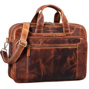 STILORD Sac Business Homme Cuir Cognac - Grand Sac pour Ordinateur Portable de 15,6 Pouces - Sac Bandouli&egrave;re Vintage en Cuir de Vachette 'Nelson' (STILORD Cuir, neuf)