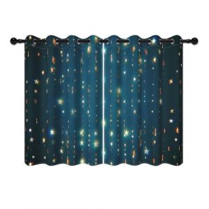 YONGFOTO 117x183cm &Eacute;toiles Rideaux Occultants Or Star Twinkle Bleu Fonc&eacute; Chambre d'enfant Rideau de Fen&ecirc;tre pour D&eacute;coration de Chambre 2 Panneaux avec &oelig;illet (YongFoto Home, neuf)