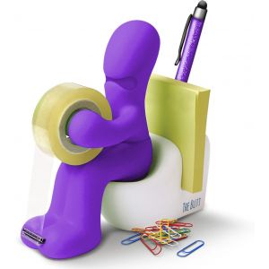 Le Butt Station Fournitures de Bureau - Dévidoir de Ruban Amusant - Porte Accessoires de Bureau Rigolo et Sympa avec Rouleau de Ruban, Trombones, Notes Adhésives et Stylo Inclus (Mauve) (SmartPanda EU, neuf)