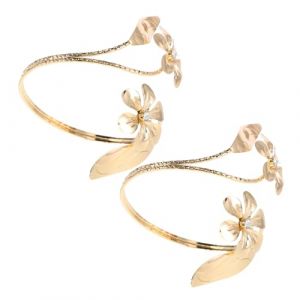 ORFOFE 2 pi&egrave;ces Bracelet Manchette M&eacute;tal Ajustable pour Femme Chic &agrave; Fleurs et Multi-usage comme Embrasse Rideau Accessoire et &Eacute;l&eacute;gant (LlZaae, neuf)