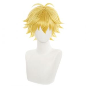RiRaku Anime Cosplay Perruque Meliodas Short Yellow Halloween Costume Cosplay Perruque,pour F&ecirc;te Carnaval No&euml;l (ZouPingPengQiJianZhuGongChengYouXianGongSis, neuf)