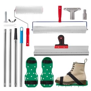 Kit d'Outils Ciment Autonivelant Professionnel, Rouleau Debulleur 48cm & 23cm, Raclette 56cm, Tige Acier Inoxydable 53.5cm, Chaussures &agrave; Pointe, Pour Sols Garage, Atelier et Sols Int&eacute;rieurs (Velvet Cobra Design 2025 Kft., neuf)