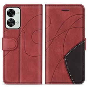 KKEIKO Coque pour OnePlus Nord 2T 5G, Portefeuille Etui en Cuir PU Coque pour OnePlus Nord 2T 5G, Antichoc Housse de Protection avec Fente Carte, Rouge (KKEIKO, neuf)