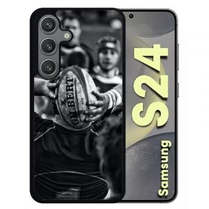 G&eacute;n&eacute;rique Coque pour Galaxy s24 - Rugby Noir et Blanc - Silicone - Noir (topshirt, neuf)