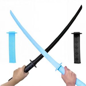 2 Pi&egrave;ces Katana Zoro,Jouet d'&eacute;p&eacute;e de samoura&iuml; r&eacute;tractable, 3D Printing Katana, Katana, Plastique/Cadeau de Cosplay Katana t&eacute;lescopique en Plastique dr&ocirc;le (NHQZ, neuf)