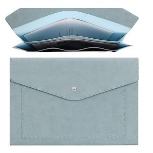 Wason Porte documents Extensible A4 en Cuir PU avec Pochettes de Grande Taille pour Factures Papier, Papeterie, Tablette et PC, étude de Travail Voyage(Bleu ciel) (Wason eu, neuf)