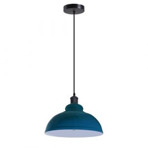 Industriel Suspension Luminaire Rétro Lustre Plafonnier Vintage Lampe Éclairage de Plafond Abat-jour en Métal pour Restaurant Salon Chambre Cuisine Couloir Bar (Bleu Cyan) (LEDSONE, neuf)