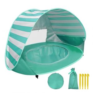 YORFULL Tente de Plage Bebe Anti UV 50+, Tente Bebe Portable avec Mini Piscine, Adaptée à la Plage et au Camping, avec Sac de Transport (YORFULL, neuf)