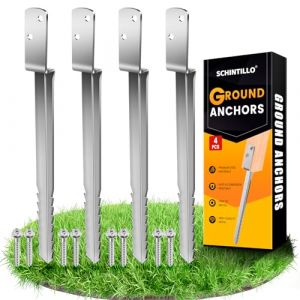 SCHINTILLO 4Pcs Ancrages au Sol pour Balançoire, Piquet Ancrage Galvanisé à Chaud Support de Poteau à Enfoncer pour Poteaux en Bois, Tours de Jeux(4x53cm) (Leegow, neuf)
