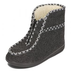 BAWAL Femmes Hommes Pantoufles Chaudes en Feutre avec Laine Doubl&eacute;es Fermeture &eacute;clair Chaussons Unisexes 36-46 EU (Gris, Syst&egrave;me Taille Chaussures EU, Adulte, Num&eacute;rique, Moyen, 37) (Bawal, neuf)