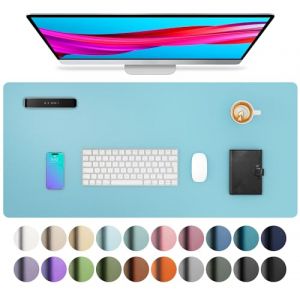 Aothia Sous-main, tapis de bureau en cuir PU, tapis de souris, protection de bureau antid&eacute;rapante, bloc-notes de bureau &eacute;tanche pour le bureau et la maison (80x40cm,Topaze bleu） (Aothia FR, neuf)