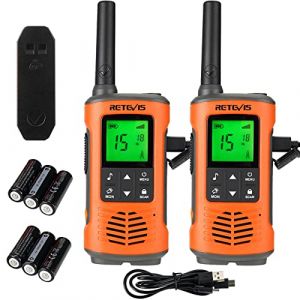 Retevis RT45P Talkie Walkie, Etanche IP67, Rechargeable, PMR 446 sans Licence, 16 Canaux, VOX, Lampe de Poche LED, Alarme SOS, CTCSS/DCS, Talkie-Walkie pour Activités de Plein Air (2Pcs) (RetevisDirect, neuf)