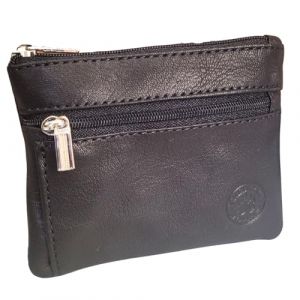 Frédéric&Johns® - Porte-Monnaie Homme - Petit Portefeuille - Porte-clés intégré - Porte-Monnaie carré en Cuir avec Deux Compartiments - Cuir épais Souple résistant (Noir 2) (LILOSAC, neuf)