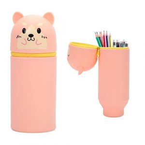 Trousse 2 en 1 en silicone - Pour papeterie - Unisexe - Capacité : trousse à crayons - Trousse à maquillage - Cadeau scolaire pour enfants, chien, Kawaii (yangwenting shop, neuf)