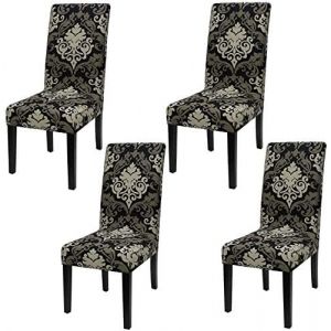 Dioxide Housse de Chaise, Extensible Amovible Lavable Couverture de Chaise, Housse de Salle &agrave; Manger pour Un Ajustement Universel, Lycra &Eacute;xtensible, Bouquet, H&ocirc;tel, D&eacute;cor de Restaurant(4 PCS, Baroque) (SANICULA S.R.L., neuf)