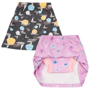 FLYISH DIRECT Culotte Apprentissage propret&eacute; Fille| Jupe Filles avec Culotte d'apprentissage propret&eacute; absorbante| Imperm&eacute;able Culotte Apprentissage Enfant Coton en Style Jupe |Licorne et Chat, 7 Ans (Flyish Direct EU, neuf)