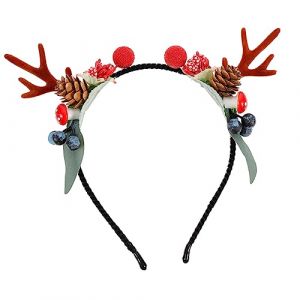 Beatifufu Bandeau Couronne De Fleurs En Bois De Casque De Noël En Bois De Cerceau De Noël Cerceau De Cheveux Oreilles Bois Cerceau De Cheveux De Bois De Branche D'arbre Mousse (Camprilli, neuf)