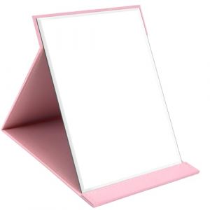 WISYOK Miroir Maquillage Pliable, Miroir Coiffeuse sur Pied, Miroirs de Table Portable, Miroir Voyage, Miroir de Maquillage en Cuir PU, Super HD Miroir R&eacute;glage Multi-Angle - 25x18cm (Rose) (WISYOK STORE, neuf)
