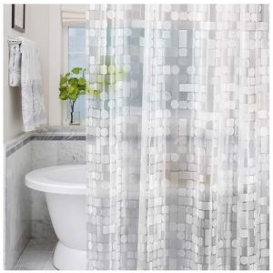 LEMON CLOUD Rideau de Douche Transparent G&eacute;om&eacute;trique 240x180cm, Rideau de Douche PEVA Anti-Moisissure, Antibact&eacute;rien, Imperm&eacute;able,avec 3 Aimants de Poids en Bas et 16 Crochet (LemonCloud Euro Store, neuf)