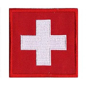 Patche drapeau Suisse écusson brodé à coudre Switzerland (Naga.Hitam, neuf)