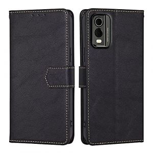 RankOne Coque pour Nokia C32 (6.5" inches), Coque Etui Protection Housse Premium en Cuir PU - Le Noir (Rankone, neuf)