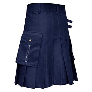 Kilt &eacute;cossais pour hommes, &eacute;pissure de couleur, kilt traditionnel, tartan irlandais, jupe pliss&eacute;e gothique, style vintage, individualit&eacute;, kilt cargo tactique, kendo, 5XL (Aigdgoog, neuf)
