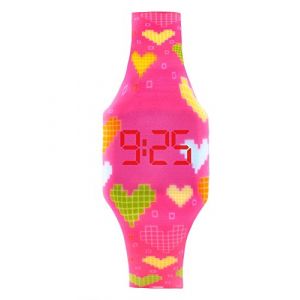 Kiddus Digital LED Montre pour Filles, garçons, Ados. Batterie Japonaise de Longue durée remplaçable. Montre-Bracelet en Silicone. Facile à Lire et à Apprendre l’Heure. KI10204 Coeurs (Kiddus, neuf)