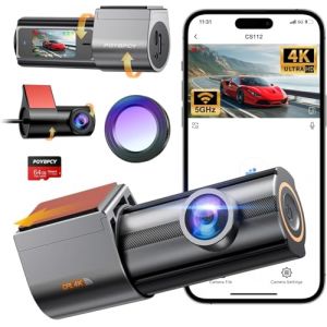 Dashcam Voiture 4K+1080P, 5G WiFi Dashcam avec IPS 1.47", CPL Filter, Camera Voiture avec Carte SD 64G, Contrôle de I'application, Moniteur de stationnement, Vision Nocturne, Enregistrement en Boucle (HUZASU LTD, neuf)