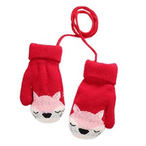 B&eacute;b&eacute; Gants Tricot&eacute; Hiver pour Enfant 1 &agrave; 4 ans Renard Moufles Epais Chaud avec Doublure Polaire Gar&ccedil;on Fille Gant d'hiver Chaud Moufles Ski Neige Gant avec Ficelle pour Enfant Cadeau de No&euml;l (iEaseyUK, neuf)