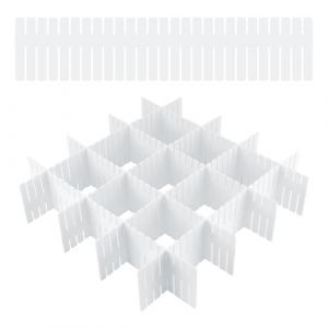 Pavlleen 24 Pcs Séparateurs de Tiroir, 32 x 7 cm Organisateur de Tiroir, Grille Diviseur de Tiroir en Plastique, Réglable, pour sous-Vêtements, Chaussettes, Maquillage, Fournitures de Bureau (Blanc) (PAVELANO, neuf)
