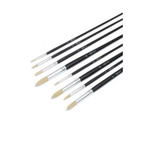 Elan Pinceaux Ronds, Lot de 8 Pinceaux Peinture Huile, Poil Synth&eacute;tique Imitation Soie de Porc, Pinceau Ronde, Pinceau Huile Peinture (BG Productions, neuf)