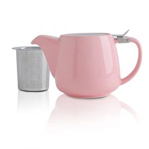 VIVILINEN Théière en Porcelaine avec Couvercles SLS et Infuseur Amovible, Théière en Céramique de 550 ml / 18,6 oz pour la Floraison du thé en vrac Rouge (Adonauss, neuf)