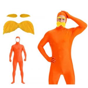 G&eacute;n&eacute;rique 3pc Combinaison int&eacute;grale unisexe pour homme et femme - Costume d'Halloween - Costume Slenderman - Costume Lorax ouvert- avce barbe+sourcil - Combinaison seconde peau Carnaval (sunagf, neuf)