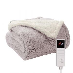 Couverture Chauffée Électrique De Laine De Faux Agneau Rose Violet - Réglage De Température À 9 Niveaux, Fermeture Automatique De 9 Heures, Douce Et Légère, Lave-Machine, Certifié CE, 130 × 160 Cm Pou (Latulipan Kft., neuf)