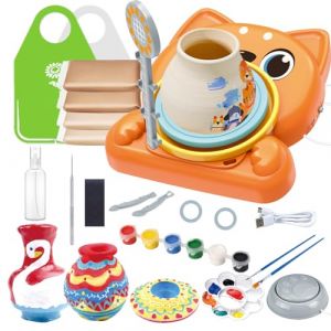 Herefun Kit Poterie Enfant avec Tour de Potier Electrique, Kit Poterie pour aux D&eacute;butants avec Tour Poterie, Argile Autodurcissante, Couleur, Kit de Poterie Activit&eacute; Manuelle pour Enfants 8+ Ans (Niedfisch Etrade, neuf)