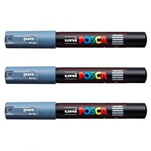Posca Lot de 3 marqueurs PC-1M Uni-Ball (gamme complète de 22 couleurs disponibles) (Ponera, neuf)