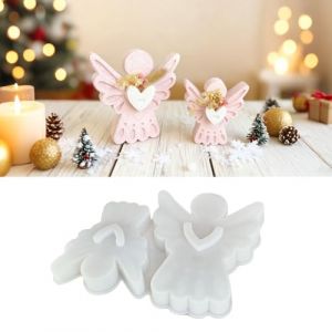 KLINNA 3PCS Moule en silicone Ange, Set de moules en silicone pour la No&euml;l, Formes en silicone pour le coulage, Moules en silicone No&euml;l Ange avec c&oelig;ur pour DIY Kits de bricolage, Pendentifs d&eacute;coratifs (Mitsausli O&Uuml;, neuf)