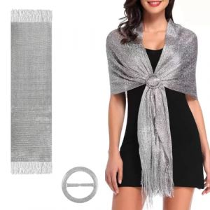 XPEX 1 Pièces Etole Femme Chic Mariage, Chale Femme, Étole Pour Femme, Foulard En Mousseline De Soie, Élégant - Écharpe Légère Et Douce, Grande Taille, Pour Robe De Soirée(Argent) (UAB "DAFUHUA LT", neuf)