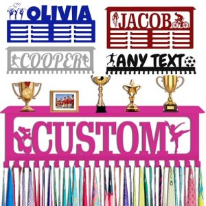 Porte Médaille Personnalisé avec Prenom Logo Présentoir à Medaille Personnalisée Rose pour Football Gymnastique Judo Ballet Enfant Garçon Fille Cadeau Personnalisé Présentoir de Sport en Méta (Lokfun, neuf)