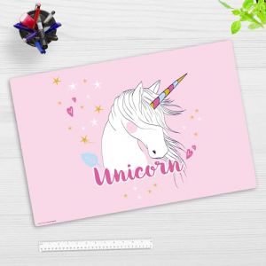 Sous-main pour enfant - &laquo; Licorne &raquo; - En vinyle (plastique) de qualit&eacute; sup&eacute;rieure et r&eacute;sistant - 60 x 40 cm - Sous-main antid&eacute;rapant pour une meilleure protection - Fabriqu&eacute; en Allemagne (ASongman, neuf)