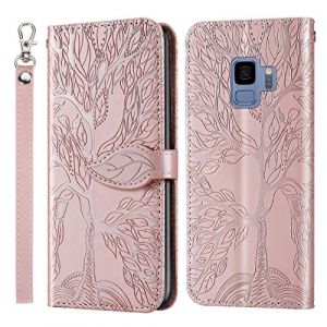 JayModCase Coque pour Samsung Galaxy S9, Premium en Cuir PU Multifonction Antichoc Etui à Rabat, Support Fentes Cartes Pochette de Portefeuille Cuir Coque Samsung Galaxy S9 - Or Rose (Hailian EU Store, neuf)